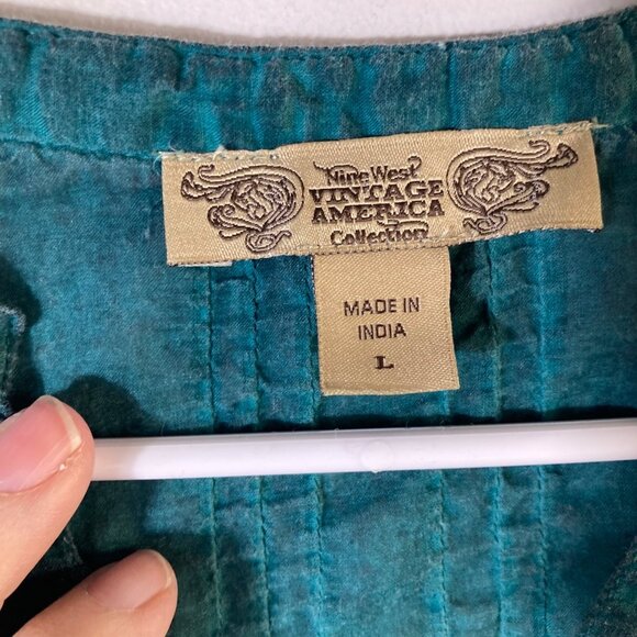 Womens Nine West‎ Vintage America Button Prairie Shirt  V Neck Embroidered L - Picture 7 of 8